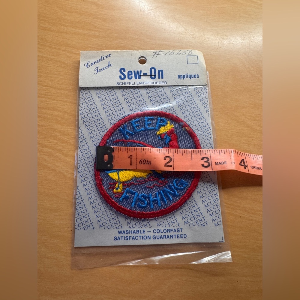 70s Vintage Keep Fishing Sew on Patch - Picture 3 of 4